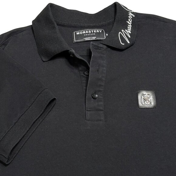 Monastery Mens Black Polo Shirt - Size Medium - Picture 1 of 9